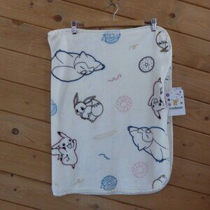 Pokemon Pikachu Cream Print 100% Polyester Blanket Throw NWT